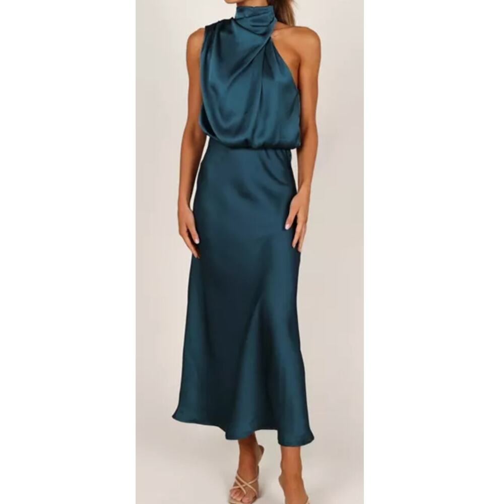 Petal and Pup Teal Blue Green Midi Maxi dress